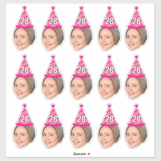 Custom Face 20th 30th 40th 50th 60th 70th Verjaard Sticker (Vel)