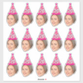 Custom Face 20th 30th 40th 50th 60th 70th Verjaard Sticker (Vel)