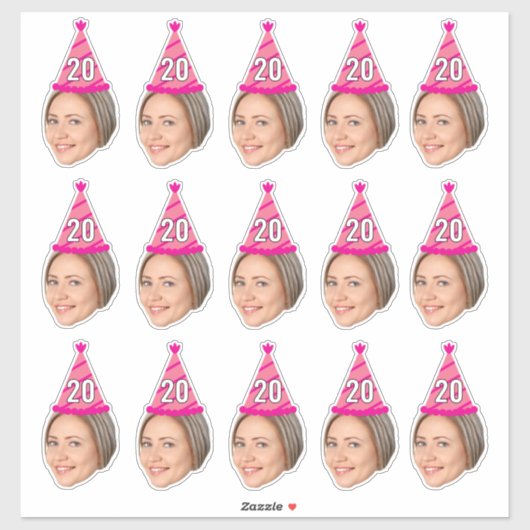 Custom Face 20th 30th 40th 50th 60th 70th Verjaard Sticker (Vel)