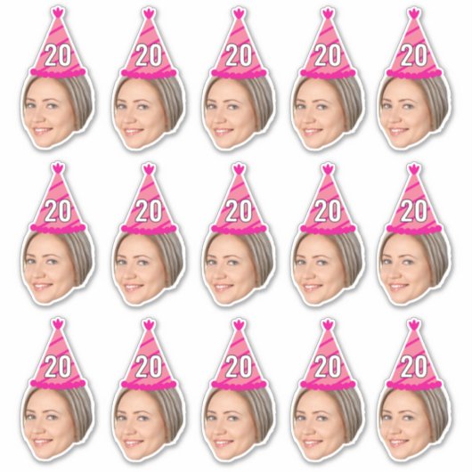 Custom Face 20th 30th 40th 50th 60th 70th Verjaard Sticker (Voorkant)