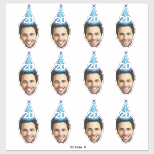 Custom Face 20th 30th 40th 50th 60th 70th Verjaard Sticker (Vel)