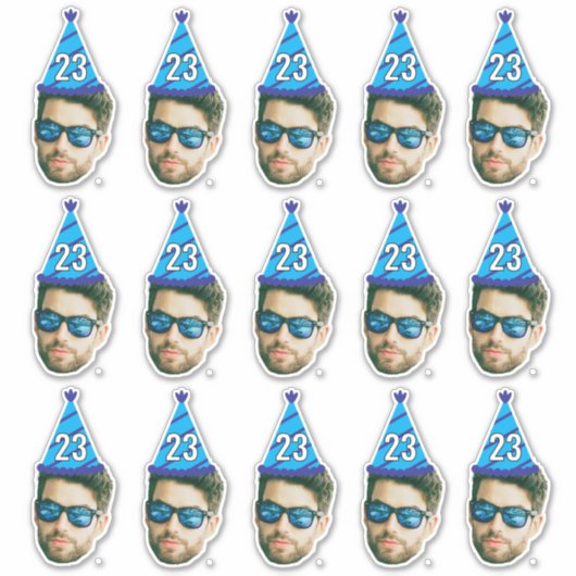 Custom Face 20th 30th 40th 50th 60th 70th Verjaard Sticker (Voorkant)