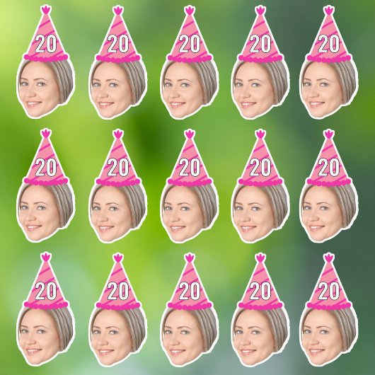 Custom Face 20th 30th 40th 50th 60th 70th Verjaard Sticker