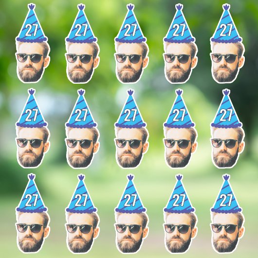 Custom Face 20th 30th 40th 50th 60th 70th Verjaard Sticker