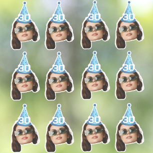 Custom Face 20th 30th 40th 50th 60th 70th Verjaard Sticker