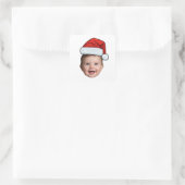 Custom Face Baby Santa Hat Photo Christmas Vierkante Sticker (Tas)