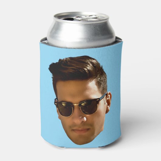 Custom Face Bachelorette Party Verjaardag Blauw Blikjeskoeler (Blikje Voorkant)