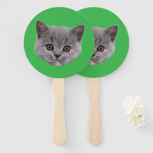 Custom Face Cat Cutout Bachelorette Party Verjaard Handwaaier (Voorkant en achterkant)