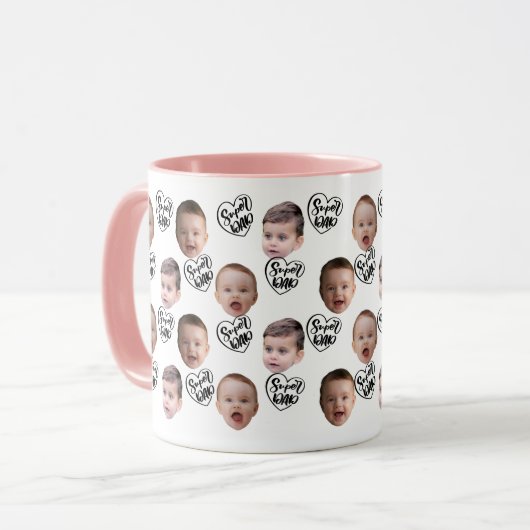 Custom Face Coffee Mok | Dad Gift Baby Face (Voorkant links)