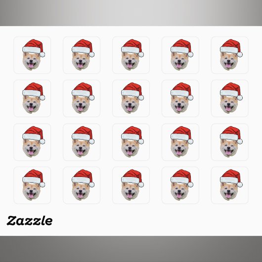 Custom Face Dog Santa Hat Photo Christmas   Vierkante Sticker