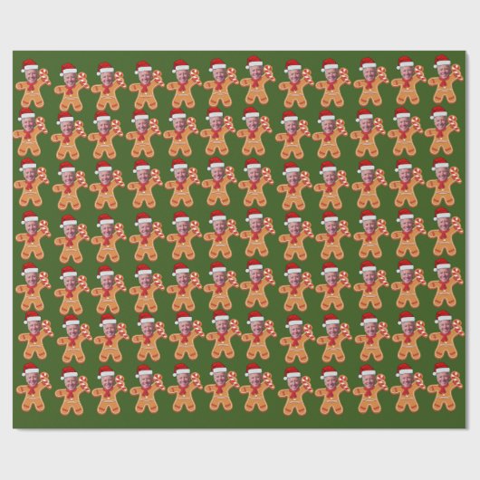 Custom Face Foto Gingerbread Funny Joe Biden Cadeaupapier (Vlak)