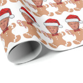 Custom Face Foto Gingerbread Grappig Trump Hoofd Cadeaupapier (Rol Hoek)