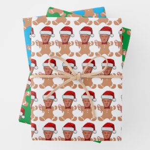 Custom Face Foto Gingerbread Grappig Trump Hoofd Inpakpapier Vel