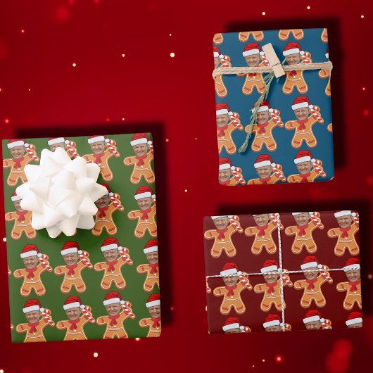 Custom Face Foto Gingerbread Grappige Trump Inpakpapier Vel