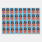 Custom Face Foto Gingerbread Vrouw Kerstmis Roze Inpakpapier Vel (Voorkant 3)