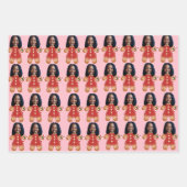 Custom Face Foto Gingerbread Vrouw Kerstmis Roze Inpakpapier Vel (Voorkant 2)