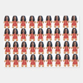 Custom Face Foto Gingerbread Vrouw Kerstmis Roze Inpakpapier Vel (Voorkant)