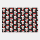 Custom Face Head Foto Santa Hat Kerstmis Inpakpapier Vel (Voorkant)