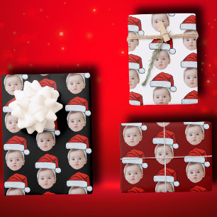 Custom Face Head Foto Santa Hat Kerstmis Inpakpapier Vel