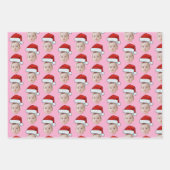 Custom Face Head Photo Santa Hat Christmas Pink Inpakpapier Vel (Voorkant)