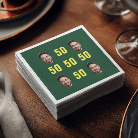 Custom Face Photo 50th Birthday Fun Servet