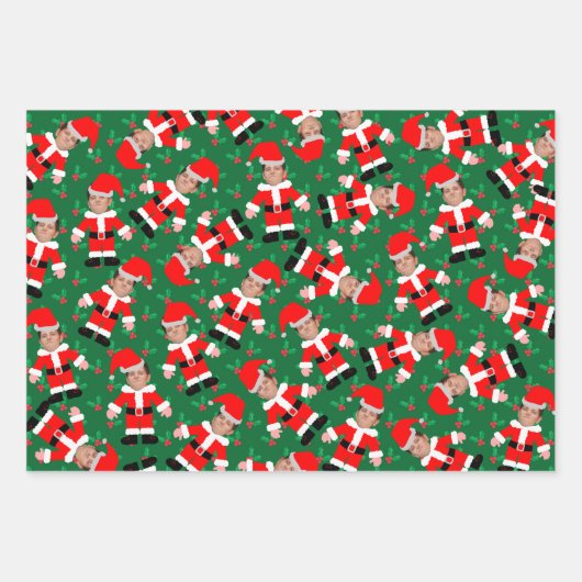Custom Face Photo Christmas Variety Pack 3 Leuk Inpakpapier Vel (Voorkant 2)