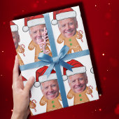 Custom Face Photo Gingerbread Funny Joe biden Xmas Cadeaupapier