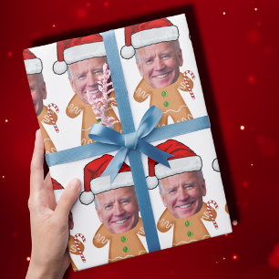 Custom Face Photo Gingerbread Funny Joe biden Xmas Cadeaupapier