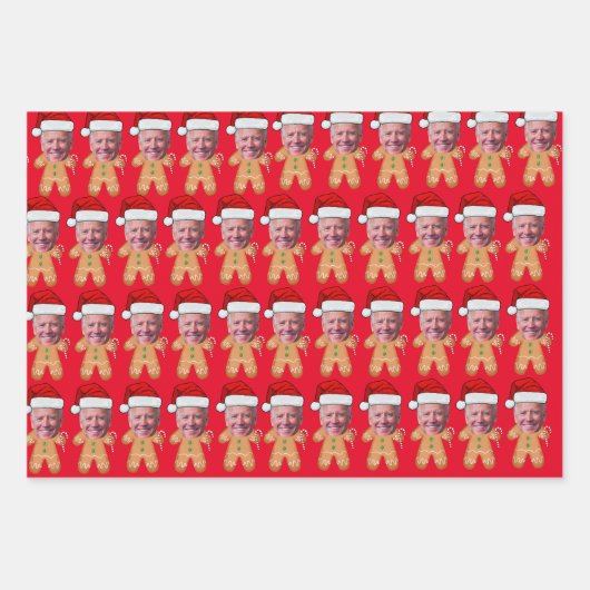 Custom Face Photo Gingerbread Funny Joe biden Xmas Inpakpapier Vel (Voorkant 3)