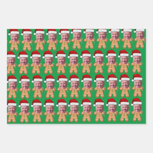 Custom Face Photo Gingerbread Funny Joe biden Xmas Inpakpapier Vel (Voorkant 2)