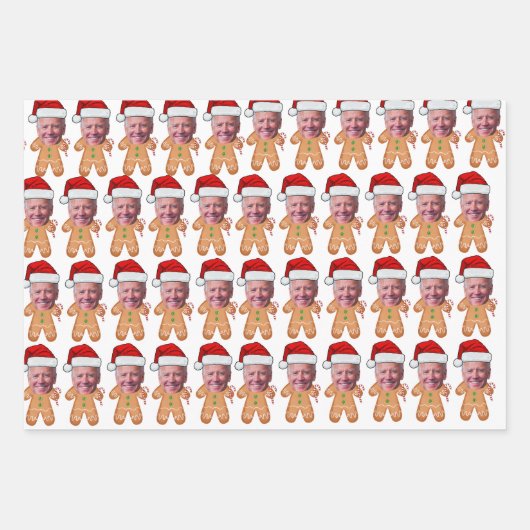 Custom Face Photo Gingerbread Funny Joe biden Xmas Inpakpapier Vel (Voorkant)