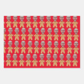 Custom Face Photo Gingerbread Grappige Kerstmis Inpakpapier Vel (Voorkant 3)