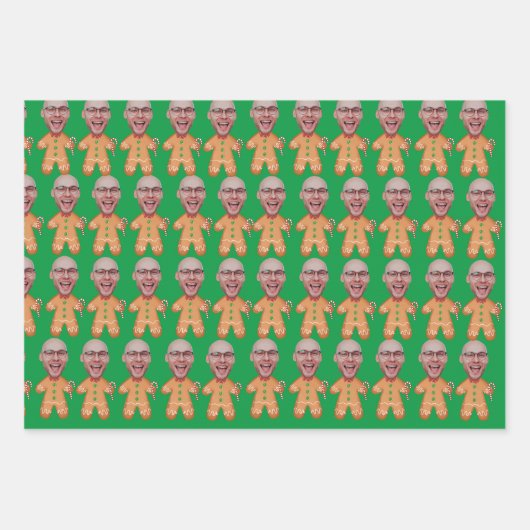 Custom Face Photo Gingerbread Grappige Kerstmis Inpakpapier Vel (Voorkant)