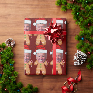 Custom Face Photo Gingerbread Joe biden Christmas Cadeaupapier