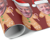 Custom Face Photo Gingerbread Joe biden Christmas Cadeaupapier (Rol Hoek)