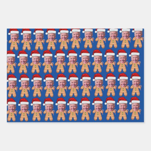 Custom Face Photo Gingerbread Joe biden Christmas Inpakpapier Vel (Voorkant 3)