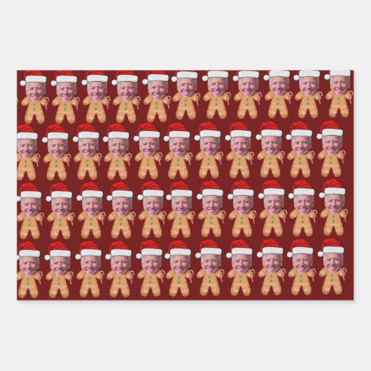 Custom Face Photo Gingerbread Joe biden Christmas Inpakpapier Vel (Voorkant)