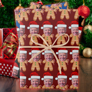 Custom Face Photo Gingerbread Joe biden Christmas Inpakpapier Vel