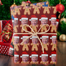 Custom Face Photo Gingerbread Joe biden Christmas Inpakpapier Vel