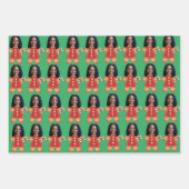 Custom Face Photo Gingerbread Vrouw Kerstmis Inpakpapier Vel (Voorkant 2)