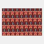 Custom Face Photo Gingerbread Vrouw Kerstmis Inpakpapier Vel (Voorkant)