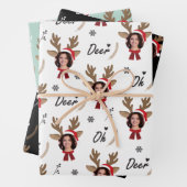 Custom Face Photo Rendier Kerstmis Inpakpapier Vel (In situ)