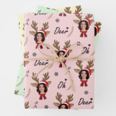 Custom Face Photo Rendier Kerstmis Inpakpapier Vel (In situ)