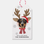 Custom Face Photo Rendier Kerstvakantie wit Cadeaulabel (Voorkant)