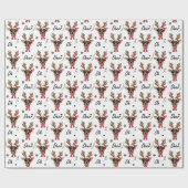 Custom Face Photo Rendier Kerstvakantie wit Cadeaupapier (Vlak)