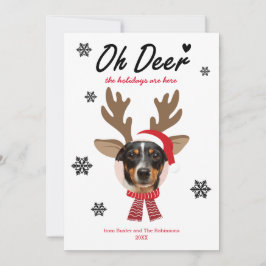 Custom Face Photo Rendier Kerstvakantie wit Feestdagenkaart