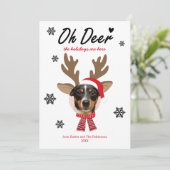 Custom Face Photo Rendier Kerstvakantie wit Feestdagenkaart (Staand voorkant)