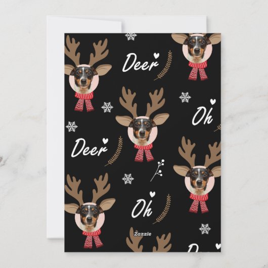 Custom Face Photo Rendier Kerstvakantie wit Feestdagenkaart (Achterkant)