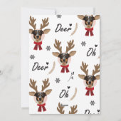 Custom Face Photo Rendier Kerstvakantie zwart Feestdagenkaart (Achterkant)