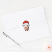 Custom Face Photo Santa Claus Hat Christmas Ronde Sticker (Envelop)